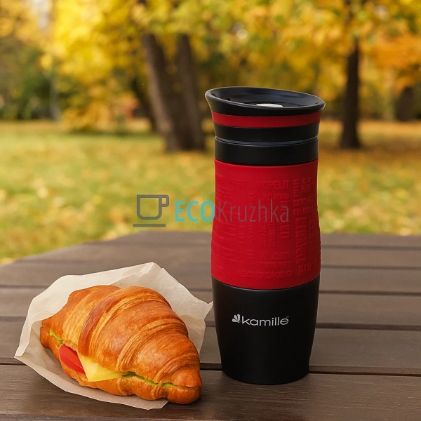 Термокружка Kamille 380 мл з нержавіючої сталі з TPR-вст ... Термокружка Kamille 380 мл з нержавіючої сталі з TPR-вст ...
