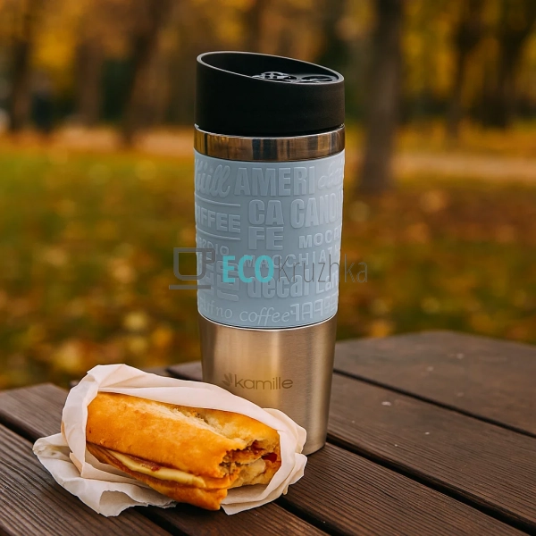 Термокружка Kamille 380 мл з нержавіючої сталі з TPR-вст ... Термокружка Kamille 380 мл з нержавіючої сталі з TPR-вст ...