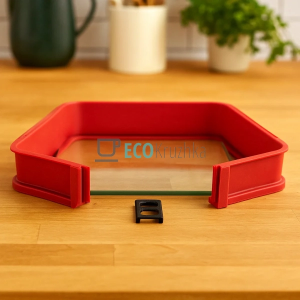 Форма силіконова квадратна 26,5х25,1х5,3 см із скляним д ... Форма силіконова квадратна 26,5х25,1х5,3 см із скляним д ...