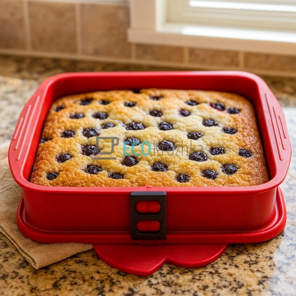 Форма силіконова квадратна 26,5х25,1х5,3 см із скляним д ... Форма силіконова квадратна 26,5х25,1х5,3 см із скляним д ...