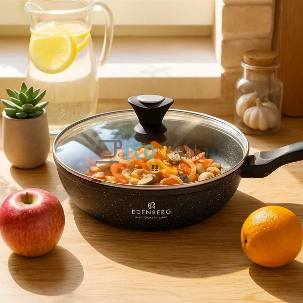 Глибока сковорода 20 x 4.8 см (1.2 л) з кришкою та марму ... Глибока сковорода 20 x 4.8 см (1.2 л) з кришкою та марму ...