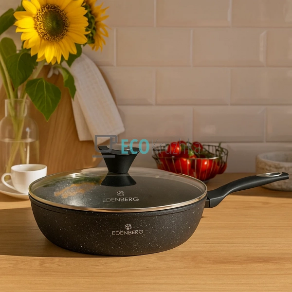 Глибока сковорода 20 x 4.8 см (1.2 л) з кришкою та марму ... Глибока сковорода 20 x 4.8 см (1.2 л) з кришкою та марму ...