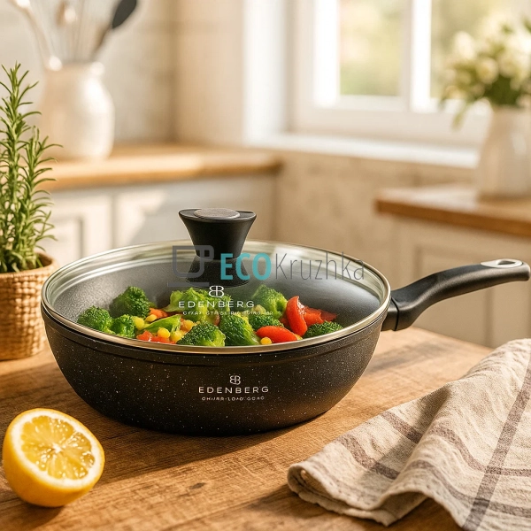 Глибока сковорода 22 x 5.3 см (1.7 л) з кришкою та марму ... Глибока сковорода 22 x 5.3 см (1.7 л) з кришкою та марму ...