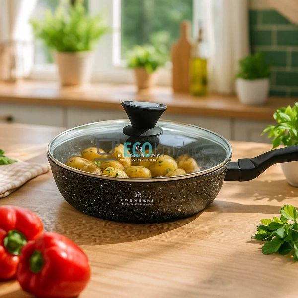 Глибока сковорода 26 x 6.3 см (2.7 л) з кришкою та марму ... Глибока сковорода 26 x 6.3 см (2.7 л) з кришкою та марму ...