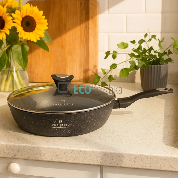 Глибока сковорода 26 x 6.3 см (2.7 л) з кришкою та марму ... Глибока сковорода 26 x 6.3 см (2.7 л) з кришкою та марму ...