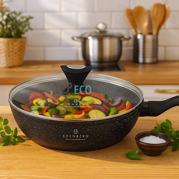 Глибока сковорода 28 x 6.8 см (3.5 л) з кришкою та марму ... Глибока сковорода 28 x 6.8 см (3.5 л) з кришкою та марму ...