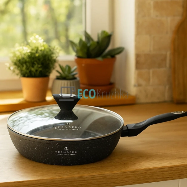 Глибока сковорода 30 x 7 см (4.1 л) з кришкою та мармуро ... Глибока сковорода 30 x 7 см (4.1 л) з кришкою та мармуро ...