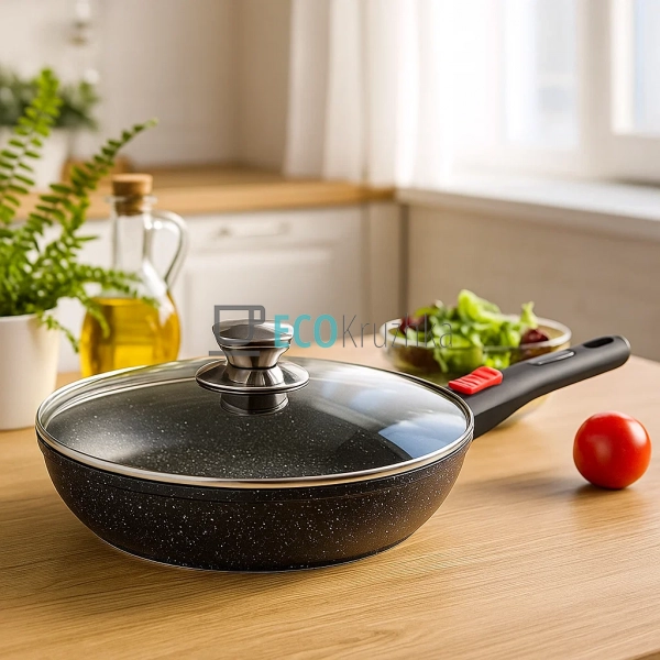 Сковорода з антипригарним мармуровим покриттям зі знімно ... Сковорода з антипригарним мармуровим покриттям зі знімно ...