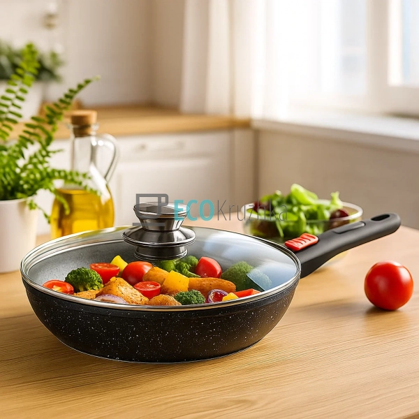 Сковорода з антипригарним мармуровим покриттям зі знімно ... Сковорода з антипригарним мармуровим покриттям зі знімно ...