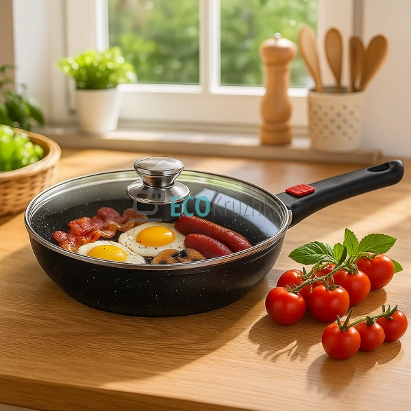 Сковорода з антипригарним мармуровим покриттям зі знімно ... Сковорода з антипригарним мармуровим покриттям зі знімно ...