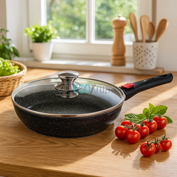 Сковорода з антипригарним мармуровим покриттям зі знімно ... Сковорода з антипригарним мармуровим покриттям зі знімно ...