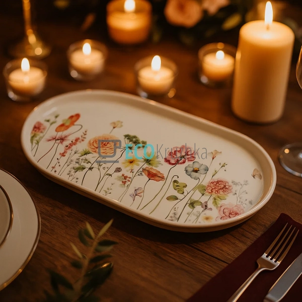 Порцелянове сервірувальне блюдо з квітковим візерунком F ...