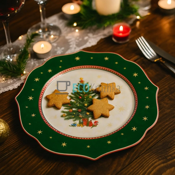 Новорічна порцелянова обідня тарілка Ø27.5 см • святкови ... Новорічна порцелянова обідня тарілка Ø27.5 см • святкови ...