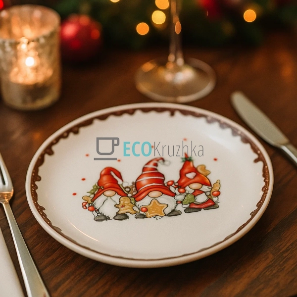 Керамічна обідня тарілка "Гноми з пряниками" Ø21 см – но ... Керамічна обідня тарілка "Гноми з пряниками" Ø21 см – но ...