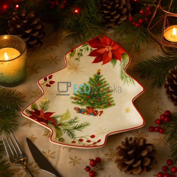 Порцелянова тарілка-ялинка Christmas Story 25×21 см • св ... Порцелянова тарілка-ялинка Christmas Story 25×21 см • св ...
