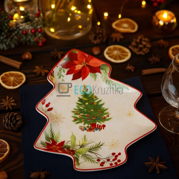 Порцелянова тарілка-ялинка Christmas Story 25×21 см • св ... Порцелянова тарілка-ялинка Christmas Story 25×21 см • св ...