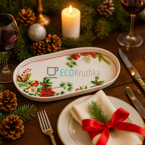 Порцелянове блюдо "Christmas", 30.5x16x2.5 см (K084) Порцелянове блюдо "Christmas", 30.5x16x2.5 см (K084)
