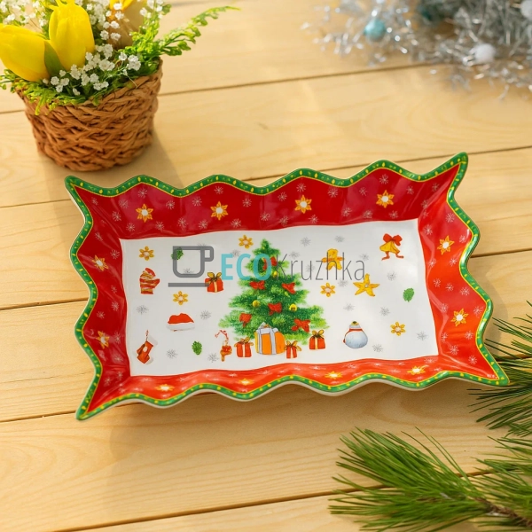 Фарфорове фігурне прямокутне блюдо "Святковий флер", 35. ... Фарфорове фігурне прямокутне блюдо "Святковий флер", 35. ...