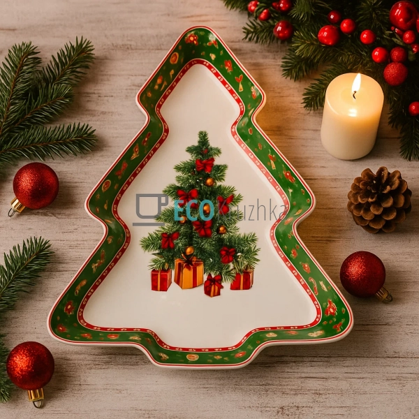 Порцелянове блюдо у формі ялинки "Святковий флер", 30.5 ... Порцелянове блюдо у формі ялинки "Святковий флер", 30.5 ...