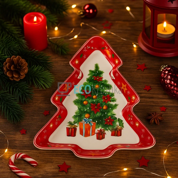 Порцелянове блюдо у формі ялинки "Святковий флер", 30.5 ... Порцелянове блюдо у формі ялинки "Святковий флер", 30.5 ...