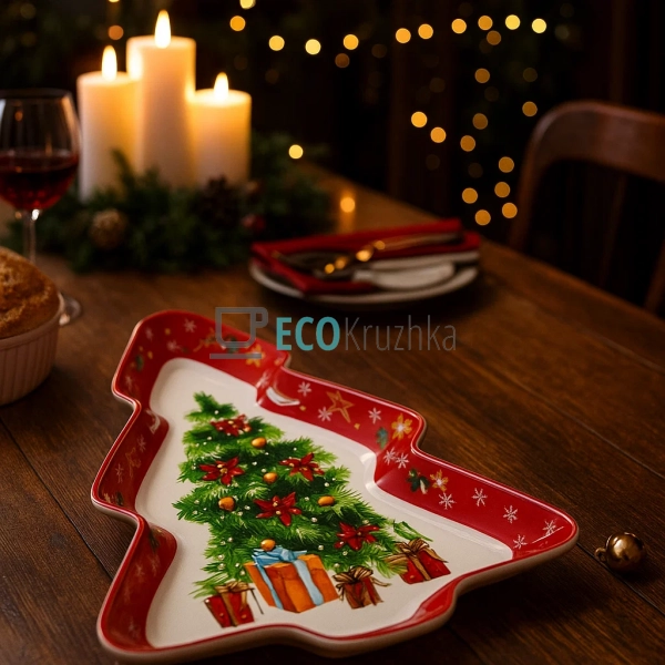 Порцелянове блюдо у формі ялинки "Святковий флер", 30.5 ... Порцелянове блюдо у формі ялинки "Святковий флер", 30.5 ...