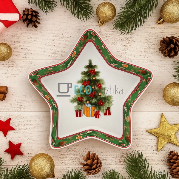 Порцелянове блюдо у формі зірки "Святковий флер", 28 см ... Порцелянове блюдо у формі зірки "Святковий флер", 28 см ...