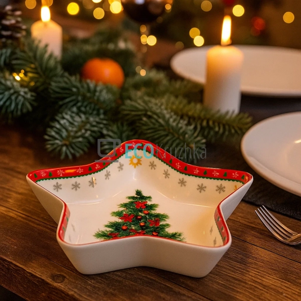 Порцелянове блюдо у формі зірки "Святковий флер", 17.5 с ... Порцелянове блюдо у формі зірки "Святковий флер", 17.5 с ...