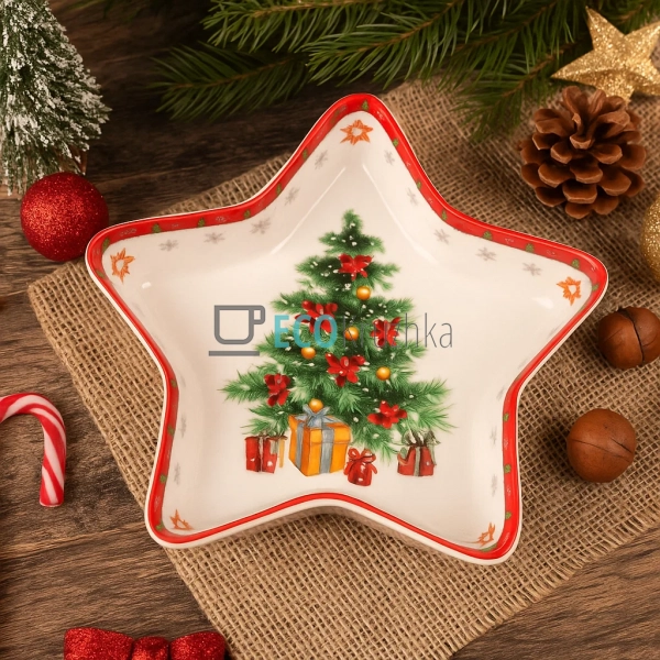 Порцелянове блюдо у формі зірки "Святковий флер", 17.5 с ... Порцелянове блюдо у формі зірки "Святковий флер", 17.5 с ...