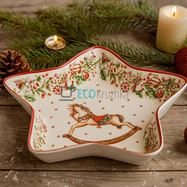 Порцелянове блюдо у формі зірки "Різдвяна Фантазія" 28 с ... Порцелянове блюдо у формі зірки "Різдвяна Фантазія" 28 с ...