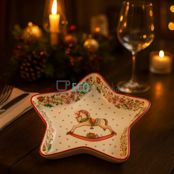 Порцелянове блюдо у формі зірки "Різдвяна Фантазія" 28 с ... Порцелянове блюдо у формі зірки "Різдвяна Фантазія" 28 с ...