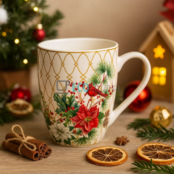 Порцеляновий кухоль "Christmas", 340 мл Білий (K080) Порцеляновий кухоль "Christmas", 340 мл Білий (K080)