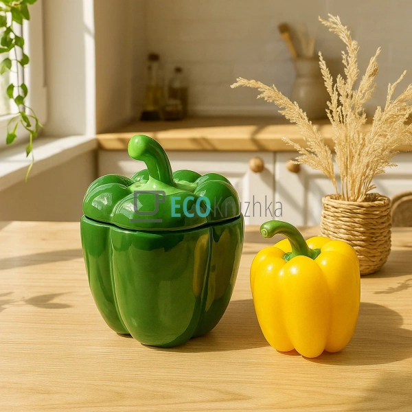 Банка керамічна "Pepper" 550мл, Зелений (928-078) Банка керамічна "Pepper" 550мл, Зелений (928-078)