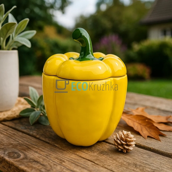 Банка керамічна "Pepper" 550мл, Жовтий (928-079) Банка керамічна "Pepper" 550мл, Жовтий (928-079)