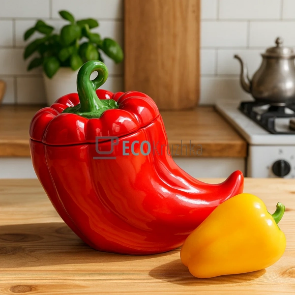 Банка керамічна "Pepper" 1000мл, Червоний (928-091) Банка керамічна "Pepper" 1000мл, Червоний (928-091)