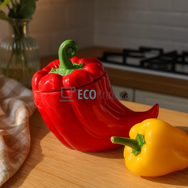 Банка керамічна "Pepper" 600мл, Червоний (928-093) Банка керамічна "Pepper" 600мл, Червоний (928-093)