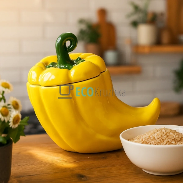 Банка керамічна "Pepper" 1000мл, Жовтий (928-092) Банка керамічна "Pepper" 1000мл, Жовтий (928-092)