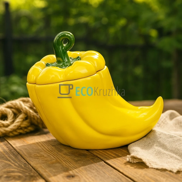 Банка керамічна "Pepper" 1000мл, Жовтий (928-092) Банка керамічна "Pepper" 1000мл, Жовтий (928-092)