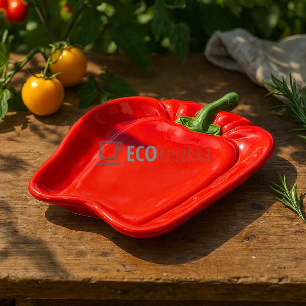 Тарілка керамічна "Pepper", 23.5 х 18.3 х 3см, колір - ч ... Тарілка керамічна "Pepper", 23.5 х 18.3 х 3см, колір - ч ...