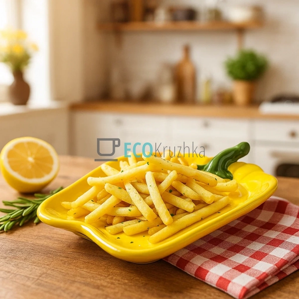 Тарілка керамічна "Pepper", 23.5 х 18.3 х 3см, колір - ж ... Тарілка керамічна "Pepper", 23.5 х 18.3 х 3см, колір - ж ...