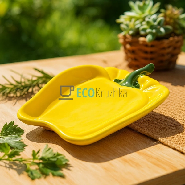 Тарілка керамічна "Pepper", 27 х 21.5 х 3см, колір - жов ... Тарілка керамічна "Pepper", 27 х 21.5 х 3см, колір - жов ...