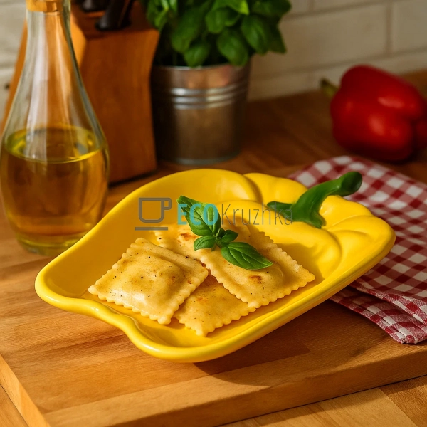 Тарілка керамічна "Pepper", 27 х 21.5 х 3см, колір - жов ... Тарілка керамічна "Pepper", 27 х 21.5 х 3см, колір - жов ...