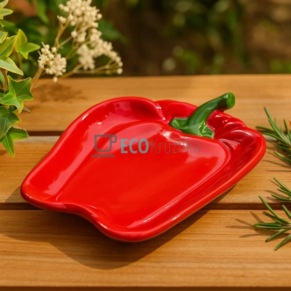 Тарілка керамічна "Pepper", 27 х 21.5 х 3см, колір - чер ... Тарілка керамічна "Pepper", 27 х 21.5 х 3см, колір - чер ...