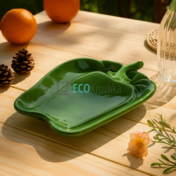 Тарілка керамічна "Pepper", 27 х 21.5 х 3см, колір - зел ... Тарілка керамічна "Pepper", 27 х 21.5 х 3см, колір - зел ...