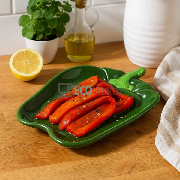 Тарілка керамічна "Pepper", 27 х 21.5 х 3см, колір - зел ... Тарілка керамічна "Pepper", 27 х 21.5 х 3см, колір - зел ...