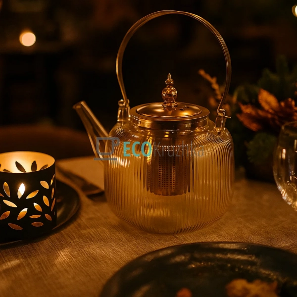 Скляний заварювальний чайник 1200 мл Amber з металевим ф ... Скляний заварювальний чайник 1200 мл Amber з металевим ф ...