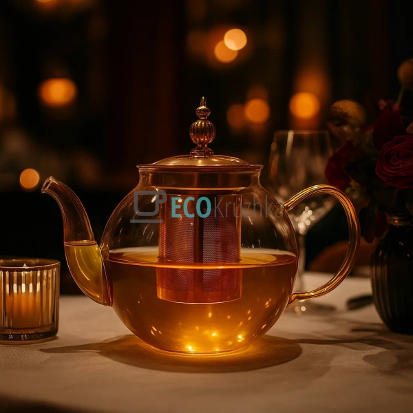 Скляний заварювальний чайник 1000 мл Clear з металевим ф ... Скляний заварювальний чайник 1000 мл Clear з металевим ф ...