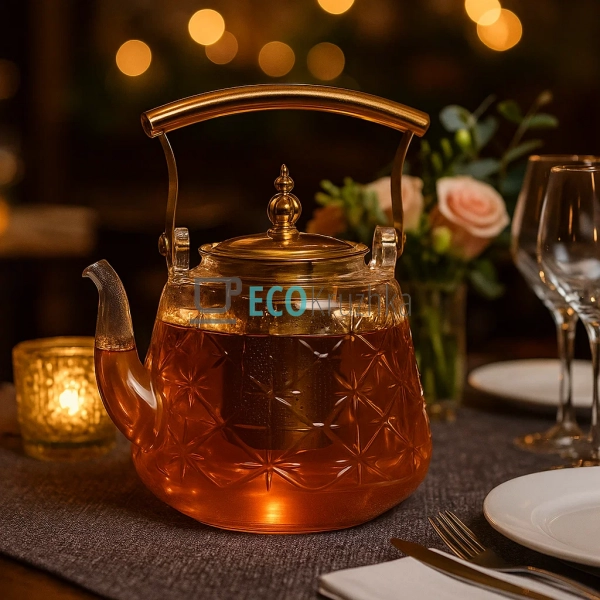 Скляний заварювальний чайник 1500 мл Clear з металевим ф ... Скляний заварювальний чайник 1500 мл Clear з металевим ф ...