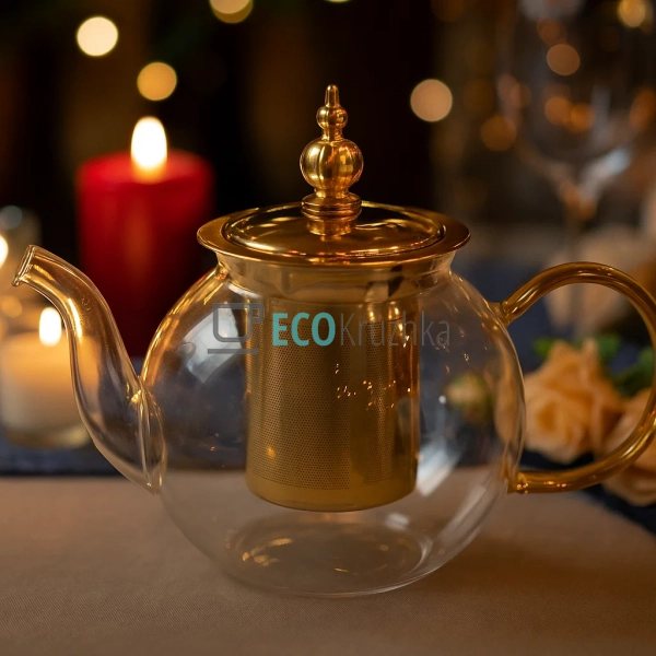 Скляний заварювальний чайник 800 мл Clear з металевим фі ... Скляний заварювальний чайник 800 мл Clear з металевим фі ...