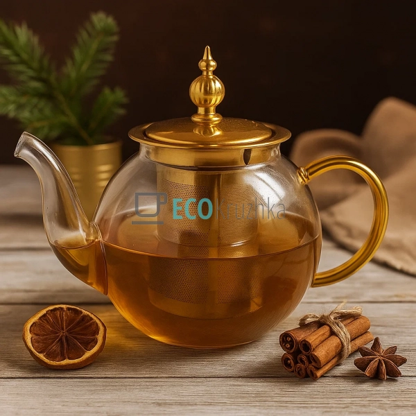 Скляний заварювальний чайник 800 мл Clear з металевим фі ... Скляний заварювальний чайник 800 мл Clear з металевим фі ...