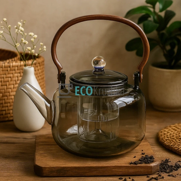 Скляний заварювальний чайник 1200 мл Smokey Grey з фільт ... Скляний заварювальний чайник 1200 мл Smokey Grey з фільт ...